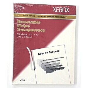 NOS Xerox Gold Series Removable Stripe Transparency 100 8-1/2x11" Sheets 3R3108